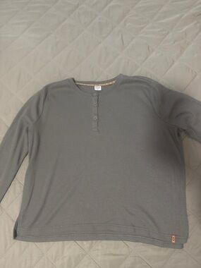 Waffle Knit Henley Top in Slate Gray